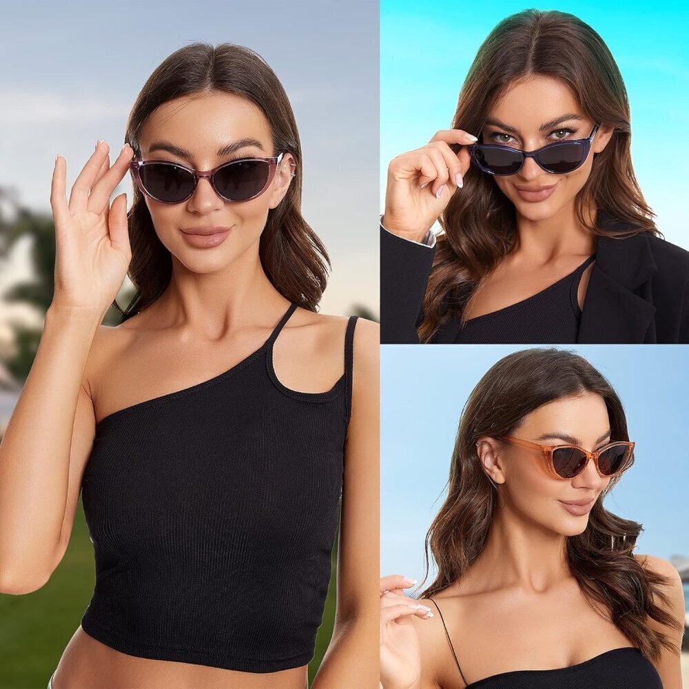 Retro Cat Eye Sunglasses Women UV Protection Polarized Vintage Y2K Style - Picture 3 of 6